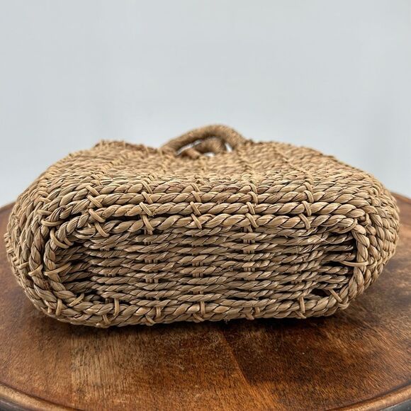 Twisted Jute Handbag Purse Wicker Boho Coconut Shell Button Closure Boho Natural - Picture 5 of 9